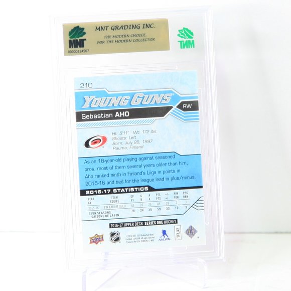 Sebastian Aho Young Guns Upper Deck Rookie Card 2016/17 Hurricanes - Graded 9.0 - Picture 2 of 4